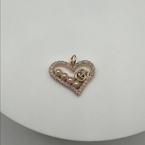 1484. Elegant upcycled heart with pearl charm‎.